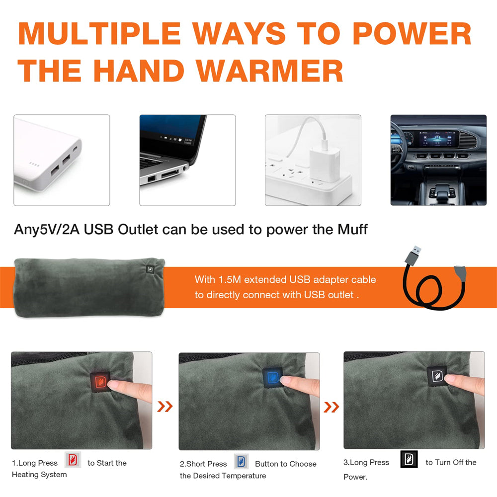 DUKUSEEK Heated Hand Warmer Pouch, 2-in-1 Heated Hand Muff & USB Heating Pad for Winter Activities