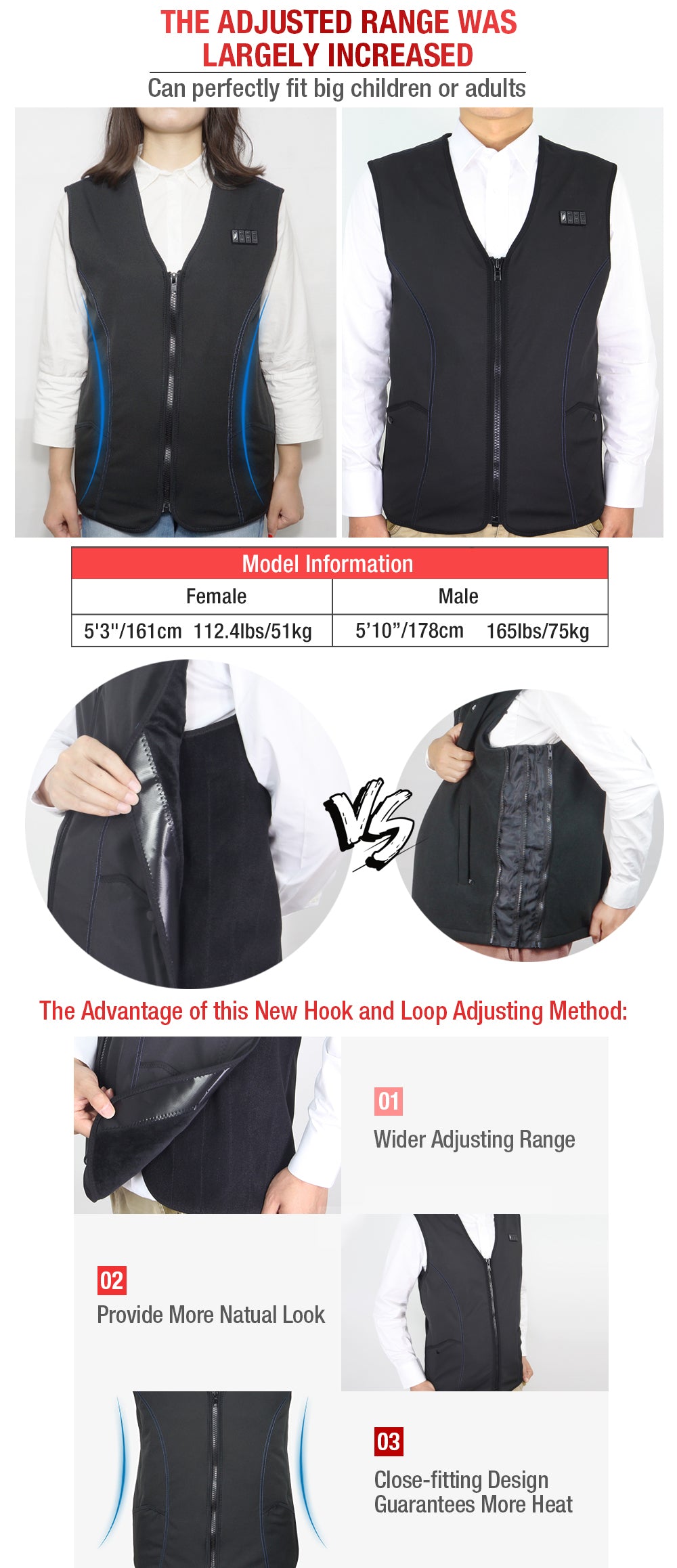 Size Adjustable DUKUSEEK Unisex heated vest