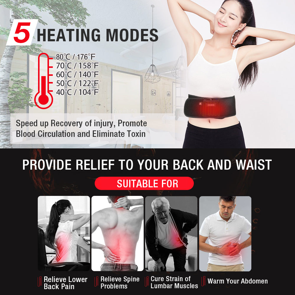 ARRIS Heating Waist Belt/Heated BackStraps for Back Pain Relief with Battery