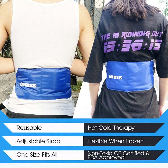Arris Ice Packs for Waist Injuries Reusable Small Hot Cold Therapy Gel Ice Pack with Adjustable Strap for Pain Relief XA0022
