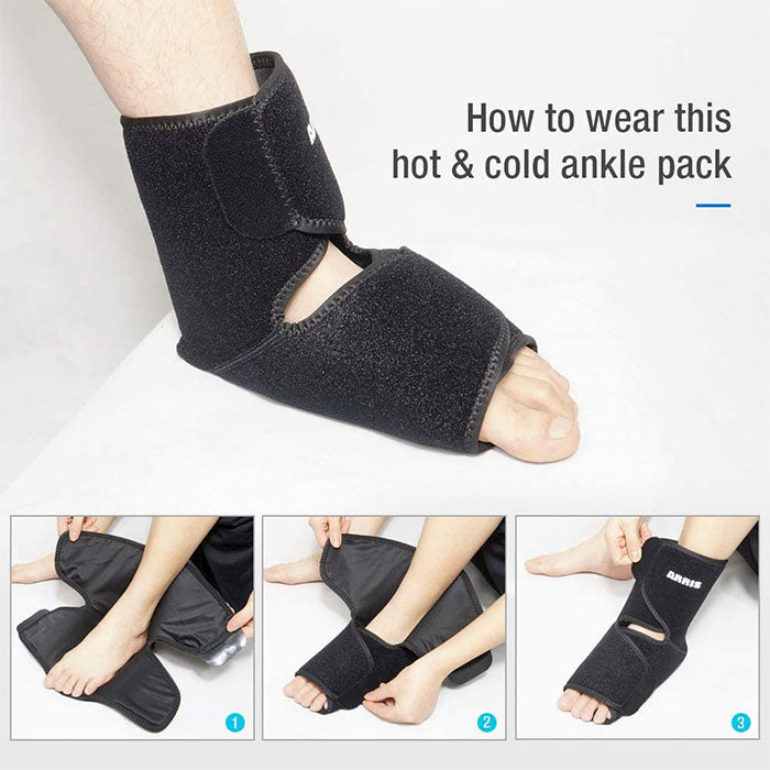 ARRIS Ankle and Foot Ice Pack Therapy Wrap for Sprained Ankle, Achilles Tendon Injuries, Plantar Fasciitis, Bursitis & Sore Feet