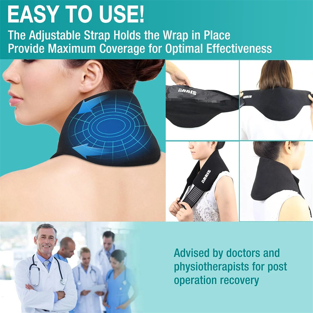 ARRIS Neck Ice Pack Wrap, Cold Compress Therapy for Cervical, Shoulder Pain Relief, Reusable Cooling Gel Packs for Swelling, Injuries, Headache