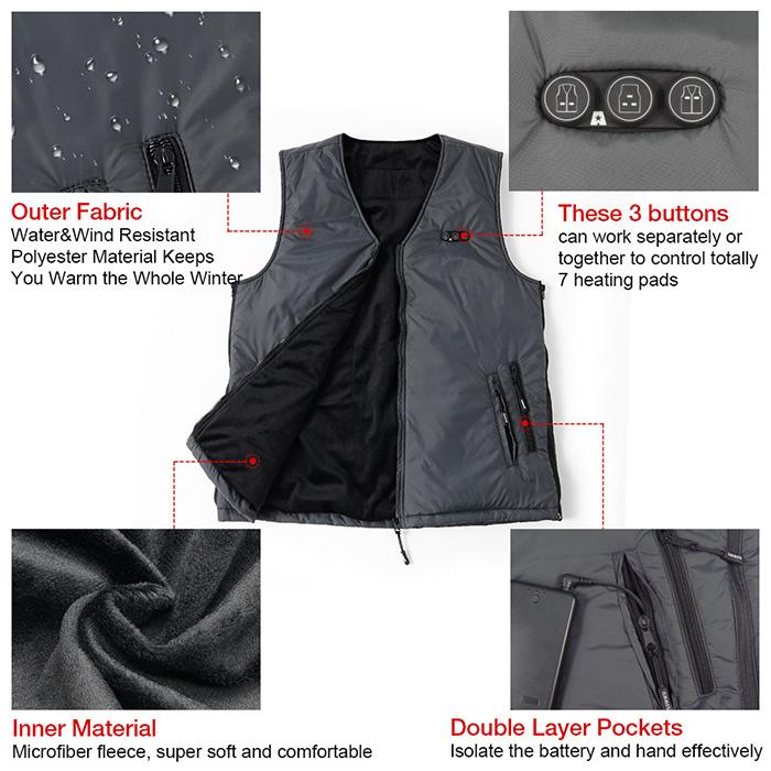 ARRIS Heated Vest Size Adjustable 7.4V Battery Electric Warm Vest+Heated Socks Holiday Sale Combo