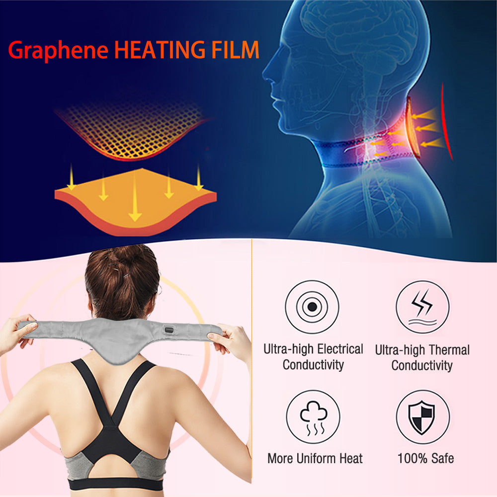 ARRIS USB Cord Graphene Far Infrared Therapy Heating Neck Brace Wrap with Adjustable Time and Temperature Control