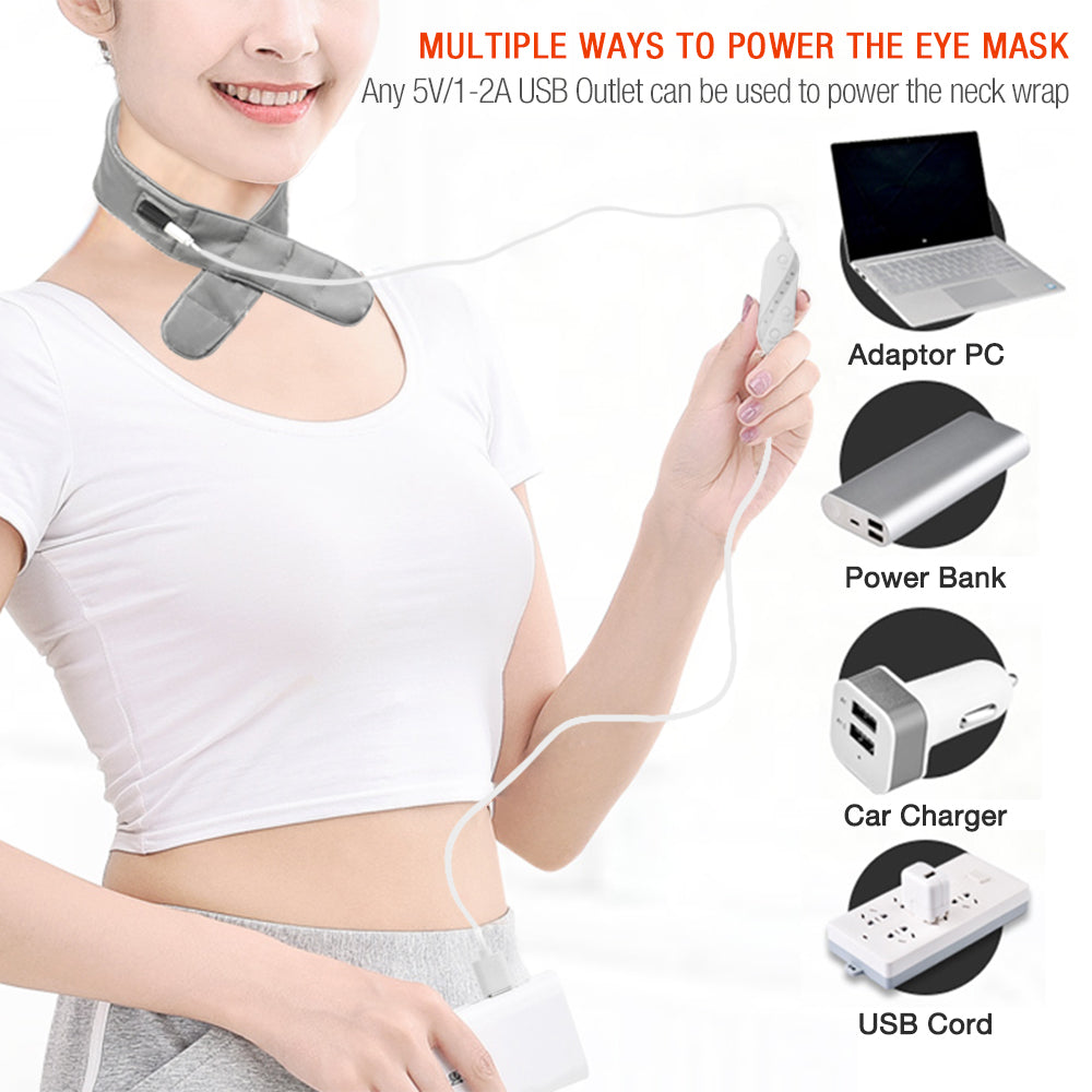 ARRIS USB Cord Graphene Far Infrared Therapy Heating Neck Brace Wrap with Adjustable Time and Temperature Control