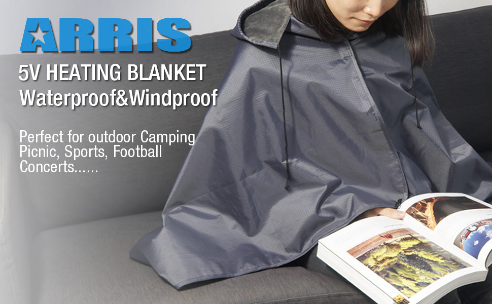 ARRIS Heated Blanket 5V Electric Outdoor Fleece Waterproof Windproof Blanket for Indoor and Outdoor Activities