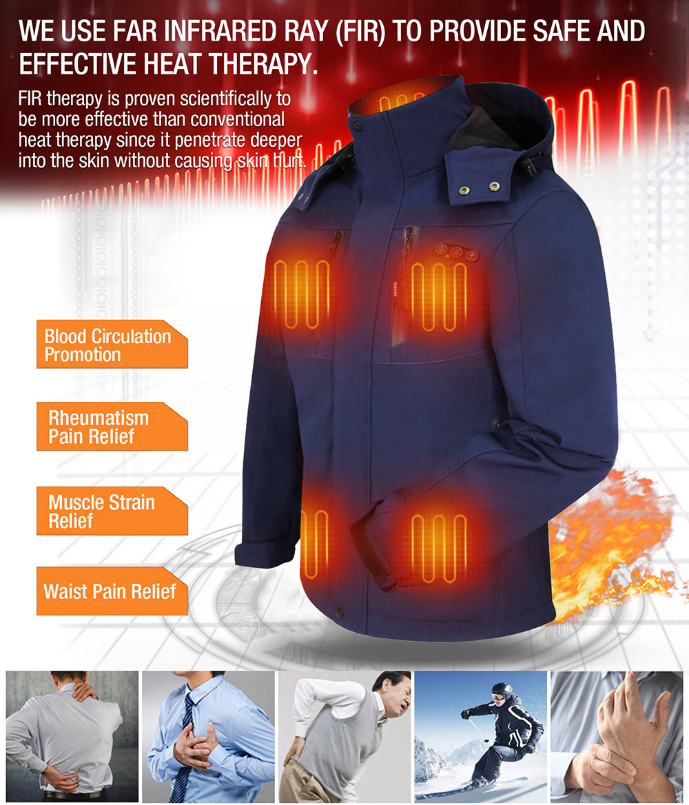 ARRIS Heated Jacket for Women with Battery, Electric Heating Coat W/ Detachable Hood / Full Zip / 8 Heating Panels