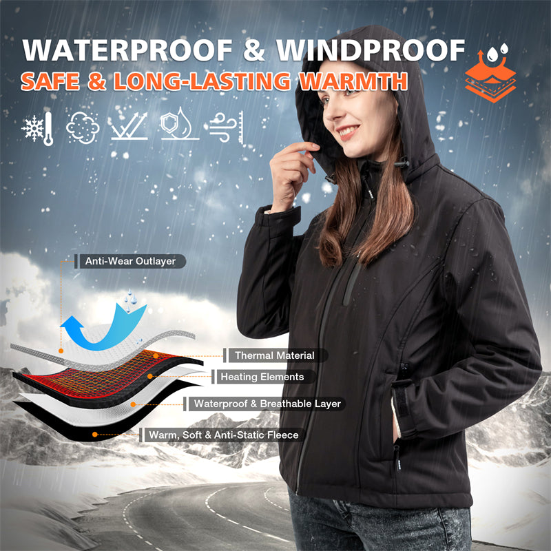 2022 Arris New Arris Heated Jacket for Women with Rechargeable 7.4V Battery 8 Heating Zones 5 Heating Levels