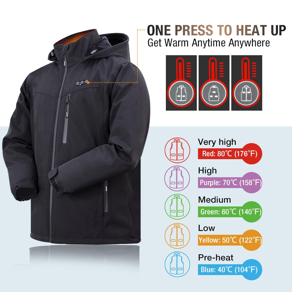 Battery heated jacket for men