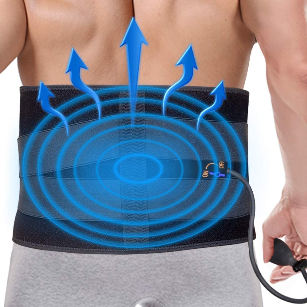 Hot Cold Therapy Ice Back Pack with Compression for Back Injuries, Reusable Lower Back Ice Wrap with Air Pump for Pain Relief