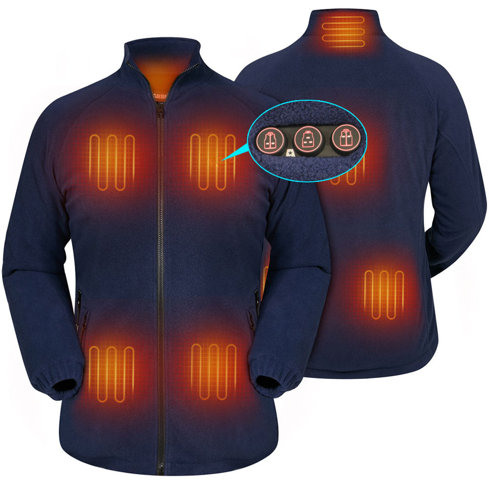 ARRIS Women`s Heated Fleece Jacket with Battery, Electric Heating Coat Full Zip w/Hand Warmer + Phone Charging Function