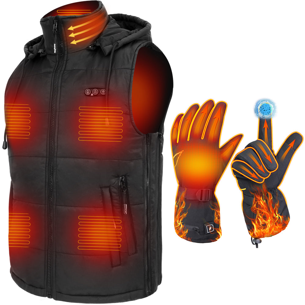 DUKUSEEK Lightweight Hat Detachable Unisex Heated Vest +Heated Gloves Holiday Sale Combo Sets