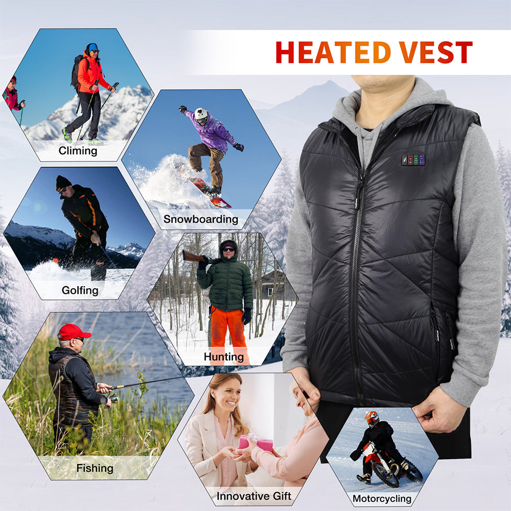 universal usage heated vest for climing snowboarding golfing hunting fishing motorcycling
