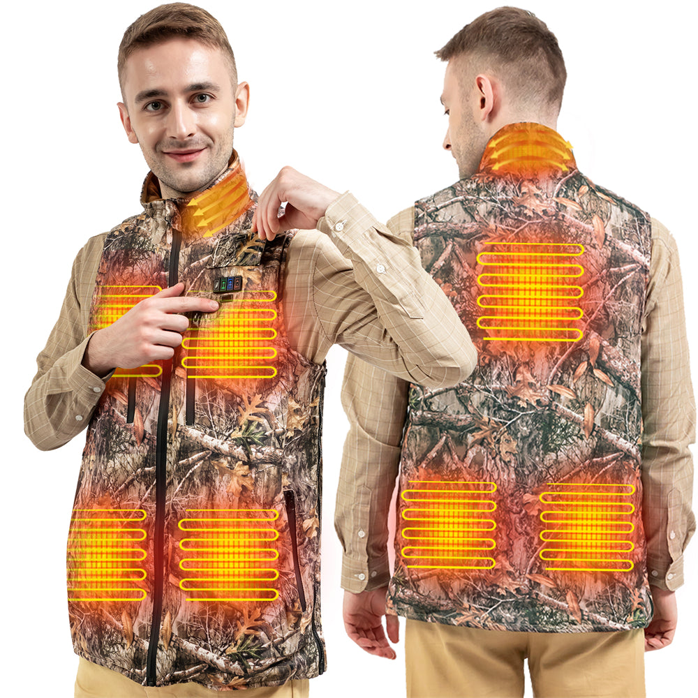 DUKUSEEK 7.4V Electric Heated Vest with Battery Pack 7 Heating Panels Size Adjustable for Hunting Hiking and Etc
