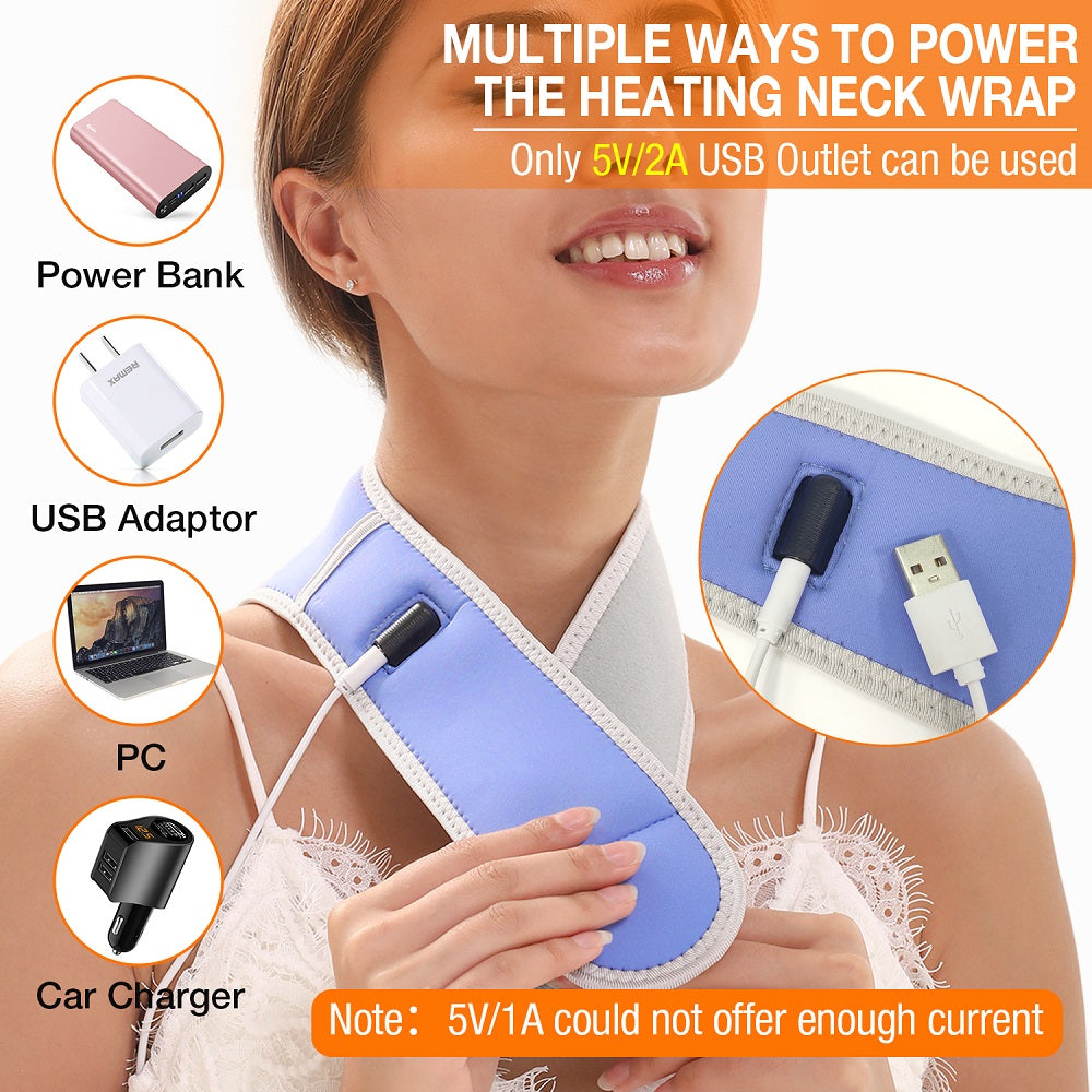 multiple ways to power the heating neck wrap
