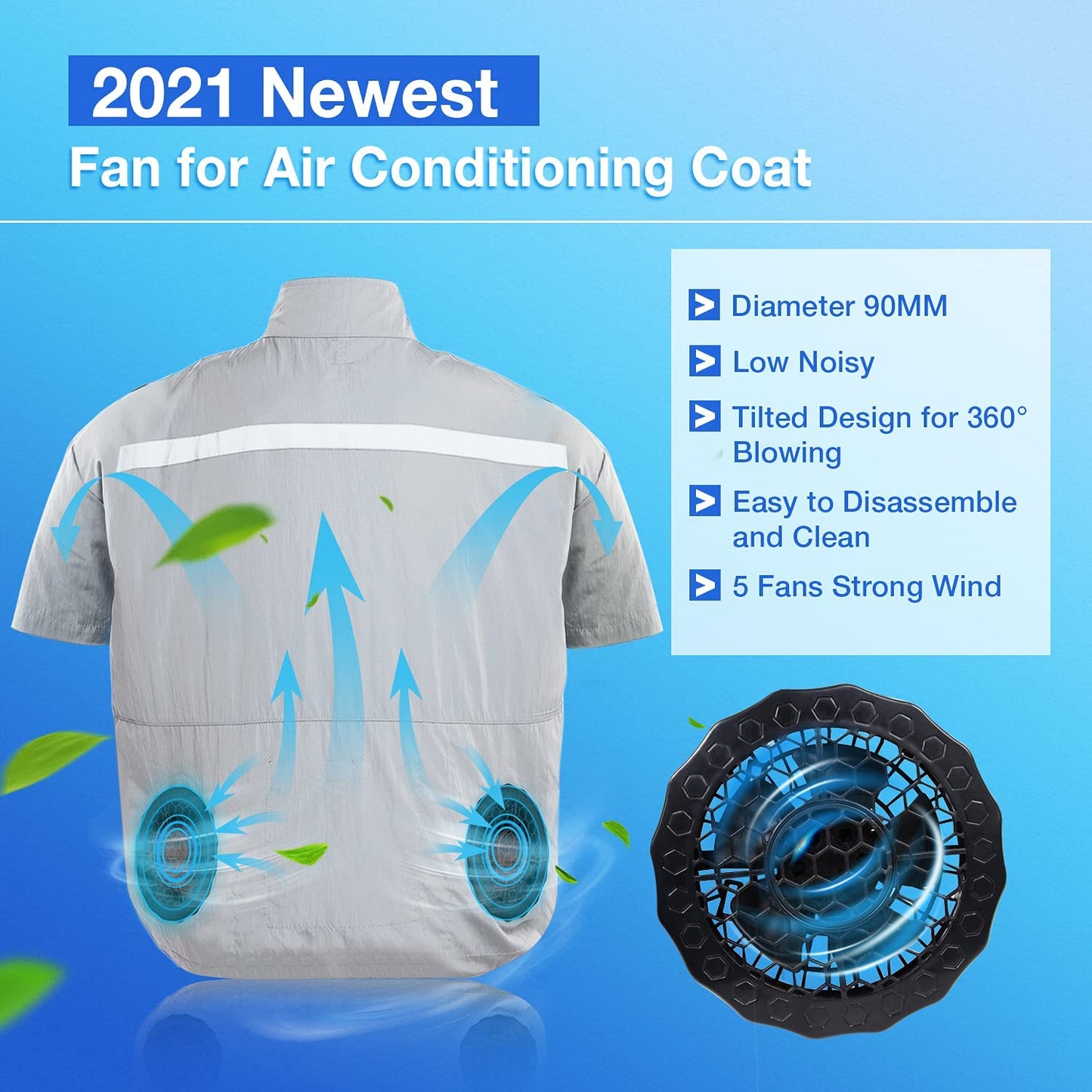 ARRIS Cooling Fan Jacket, Air Conditioned Coat for Men, 5V USB Summer Cooling Jacket Work Clothes