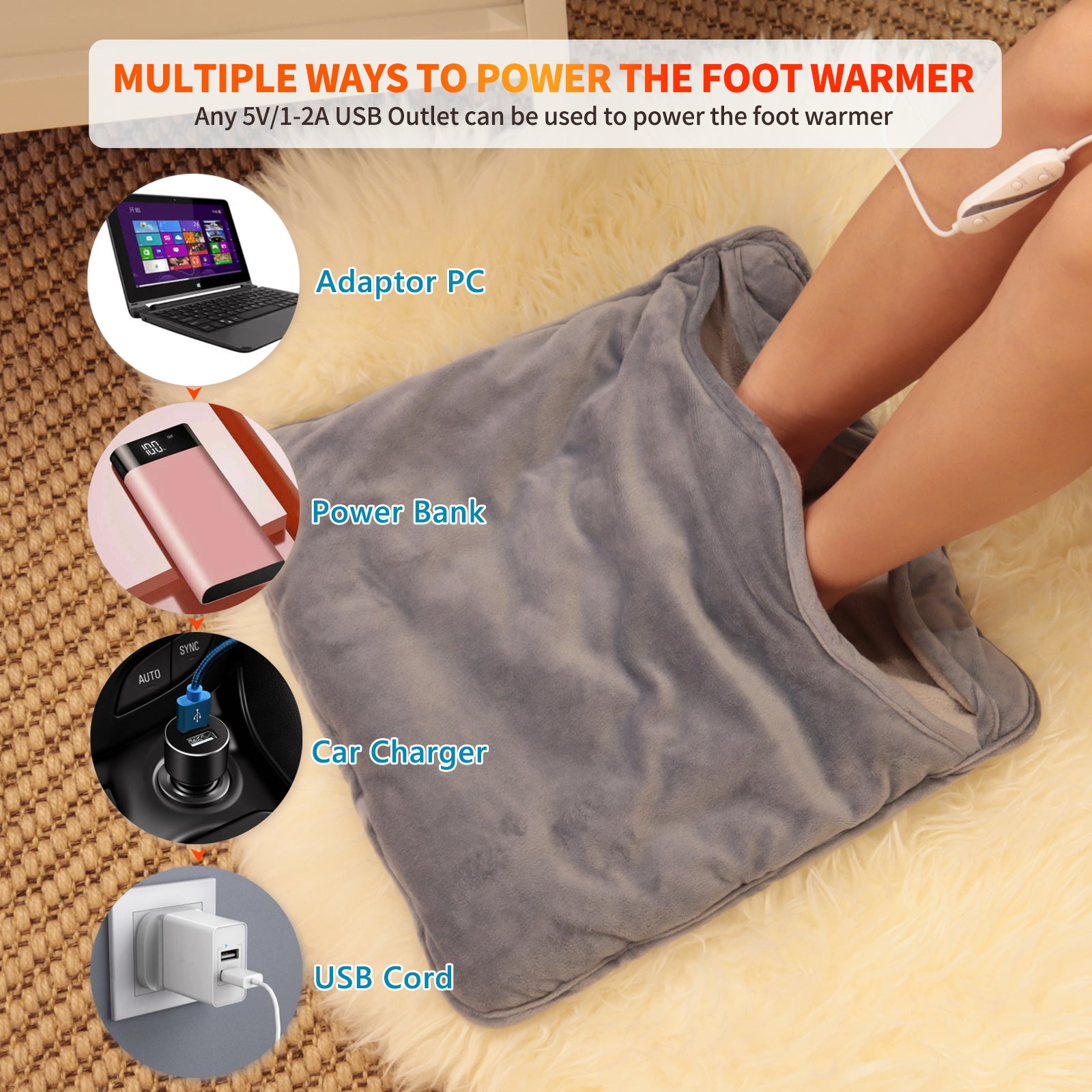 ARRIS Electric Heated Foot Warmers for Men and Women Foot Heating Pad with 3 Temperatures
