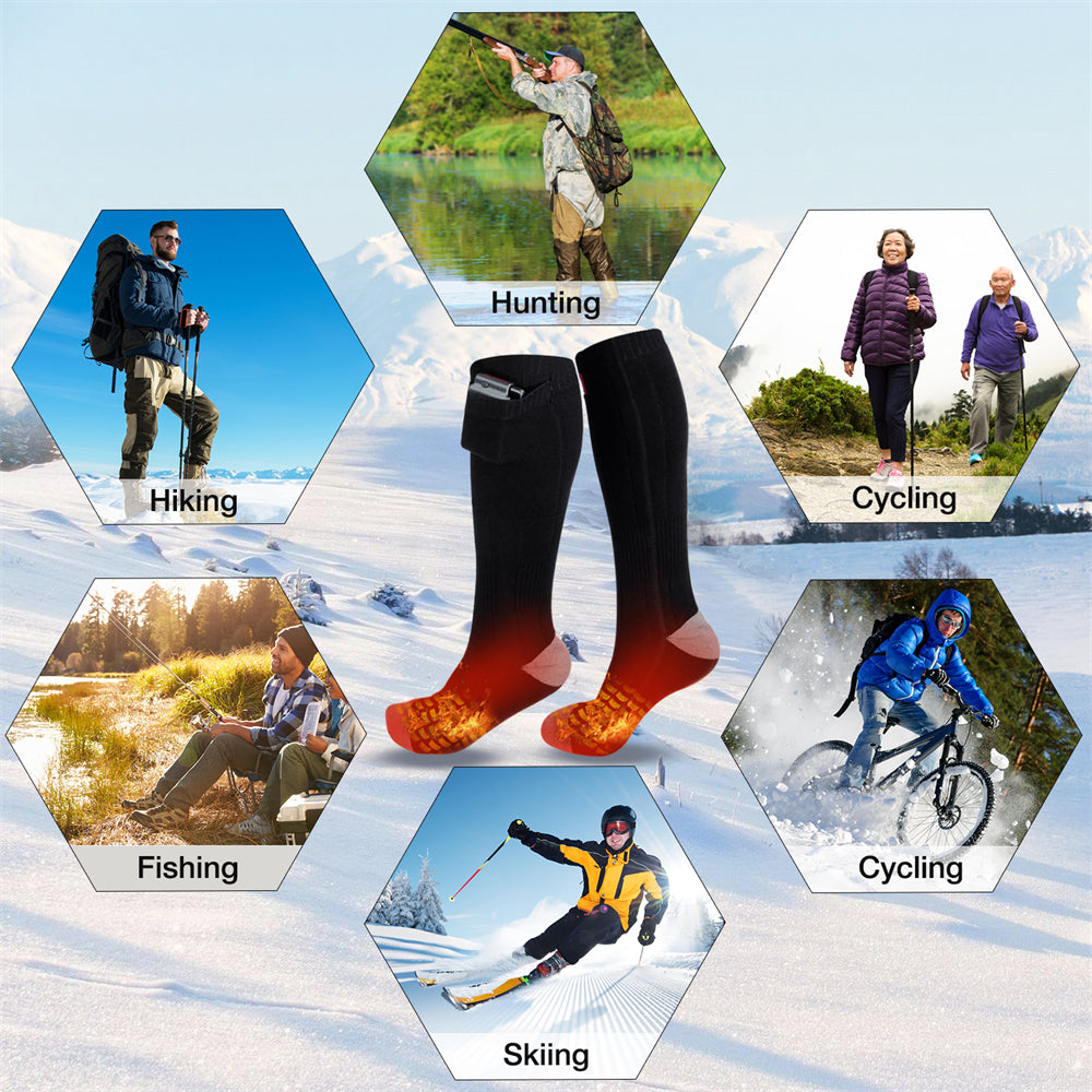 heated socks for hunting hiking fishing skiing cycling