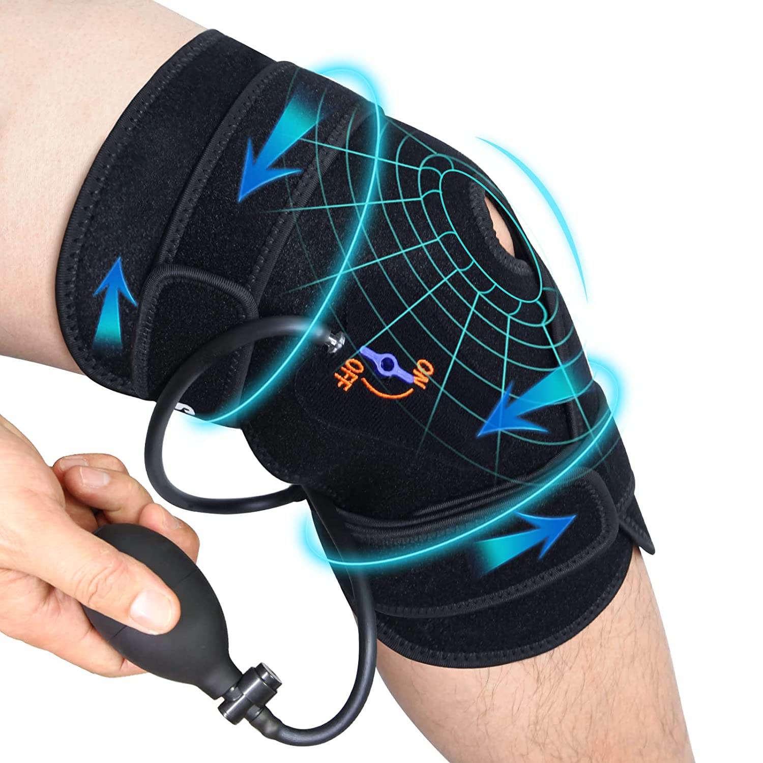 ARRIS Knee Ice Pack Wrap - Cold Compression Knee Brace with Pump - Hot Cold Therapy for Pain Relief