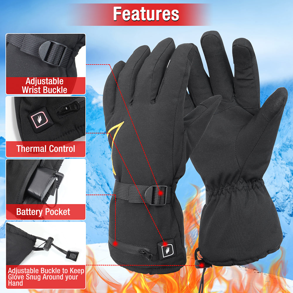 DUKUSEEK Heated Gloves for Men Women, Battery Powered Electric Glove with Touchscreen for Outdoor Activities