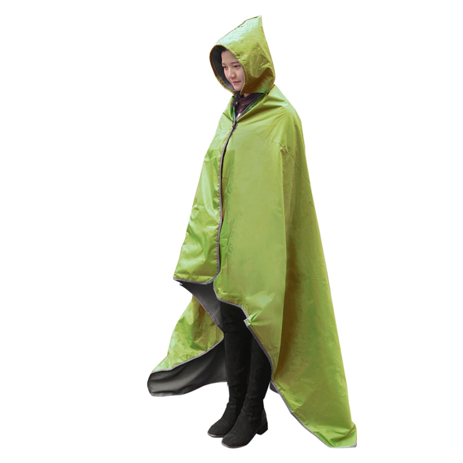 Fancywing Outdoor Waterproof Windproof Stadium Large Size Fleece Blanket Green with Hood (79 x 56 inches)