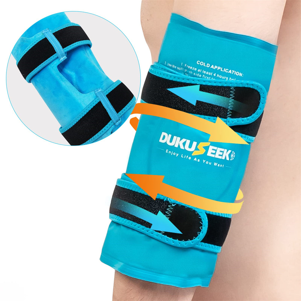 DUKUSEEK Elbow Ice Pack Wrap - Reusable Gel Pack for Elbow Hot & Cold Therapy - for Tennis Elbow, Golfers, Tendonitis, Arthritis and Sports Injury (X-Large)