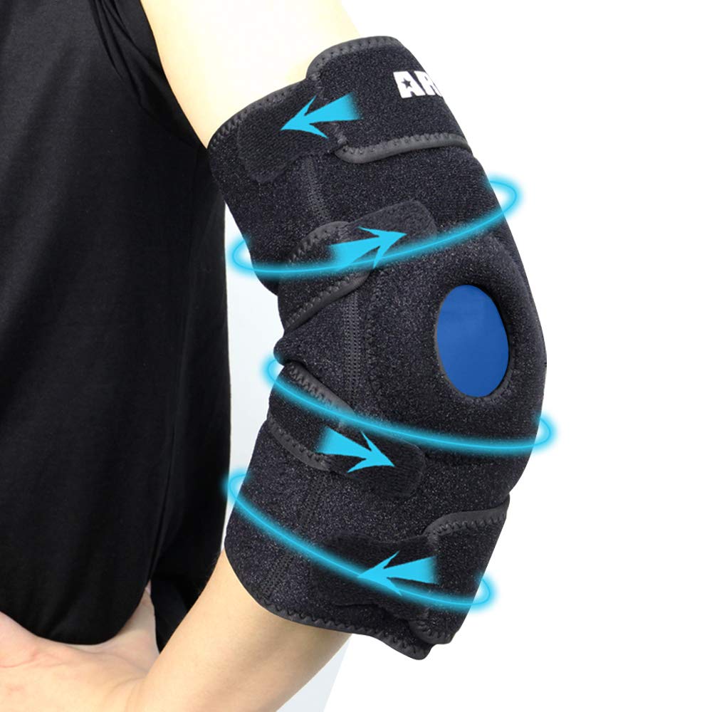 ARRIS Elbow Support Reusable Wearable Gel Ice Pack Wrap for Hot & Cold Therapy - for Tennis Elbow, Golfers, Tendonitis, Arthritis and Sports Injuries