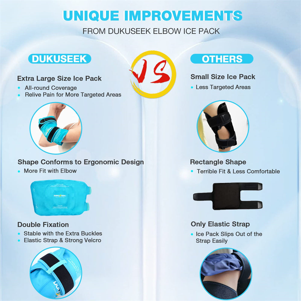 DUKUSEEK Elbow Ice Pack Wrap - Reusable Gel Pack for Elbow Hot & Cold Therapy - for Tennis Elbow, Golfers, Tendonitis, Arthritis and Sports Injury (X-Large)
