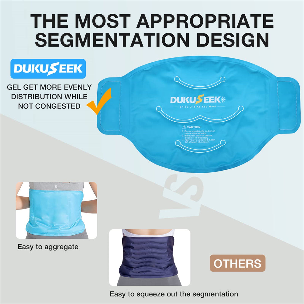 DUKUSEEK Gel Ice Pack for Back Injuries and Pain Relief-with Reuseable Gel Packs and Detachable Straps- for Lower Back, Lumbar, Hip