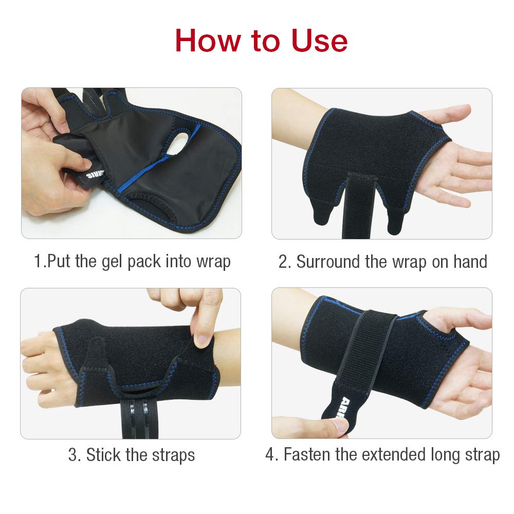 ARRIS Wrist Ice Pack Wrap - Hand Support Brace with Reusable Gel Pack/Hot Cold Therapy for Pain Relief